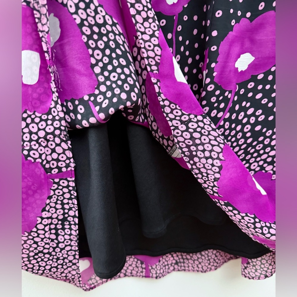 S.L. Fashions Vintage Black & Purple Floral Polka Dot Empire Waist | Dress 20W - Picture 7 of 12